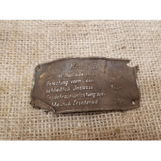 German motorcycle sidecar Krad. B data plate relic 